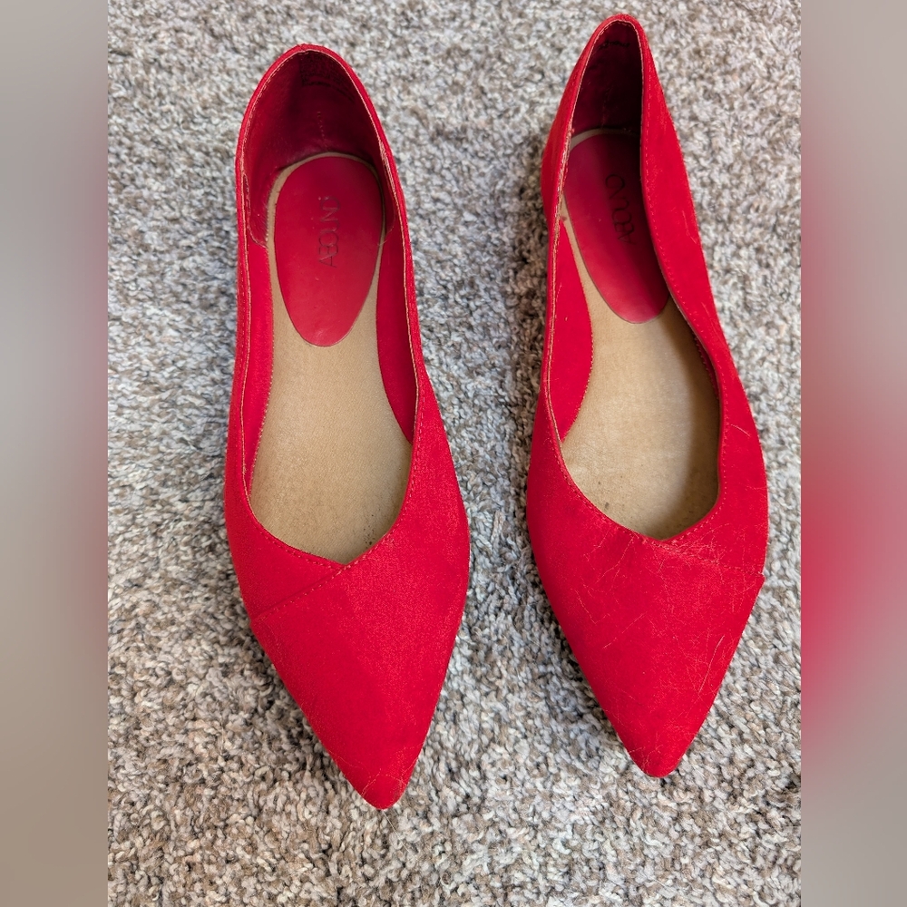 Red Pointed Toe Abound Women's Flats Size 8